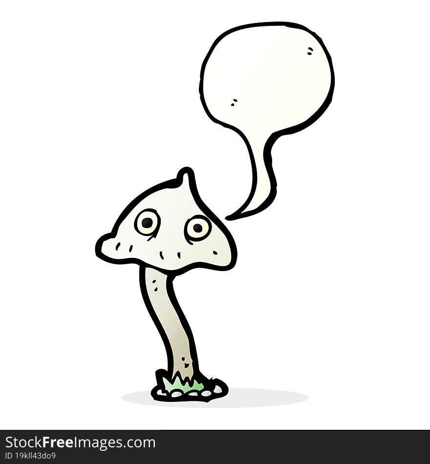 cartoon mushroom with speech bubble