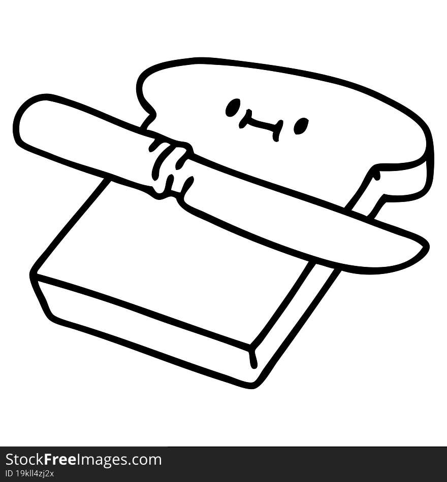 line doodle of a happy piece of toast