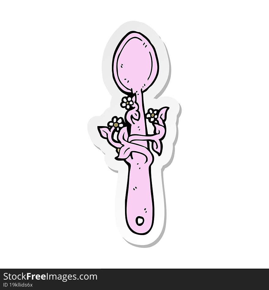 Sticker Of A Cartoon Wooden Spoon