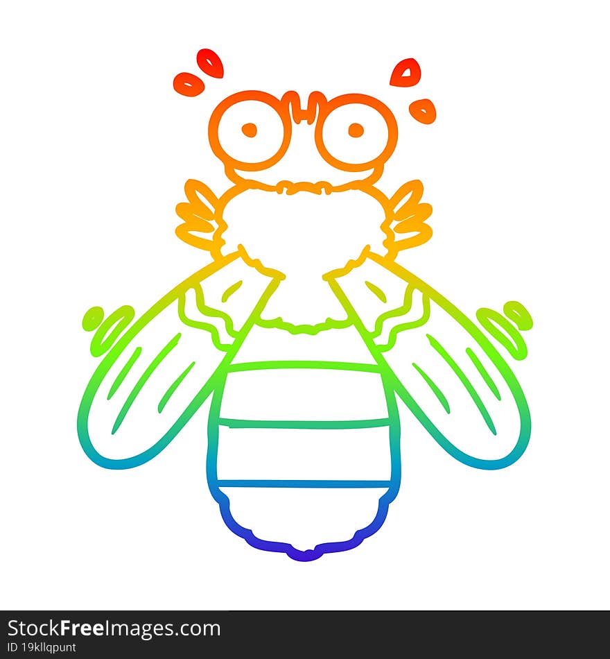 rainbow gradient line drawing cartoon bee