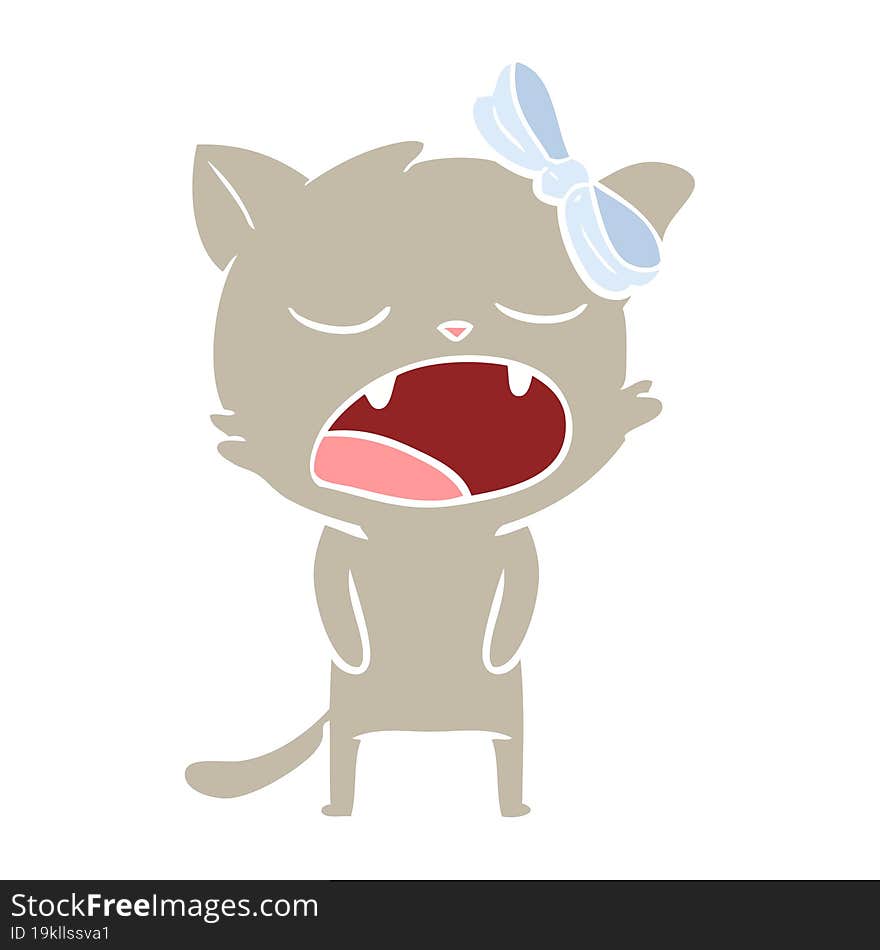 Flat Color Style Cartoon Cat Meowing