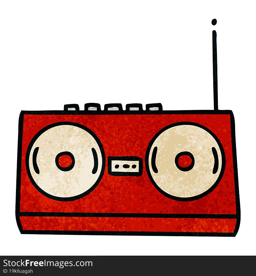 retro grunge texture cartoon of a stereo