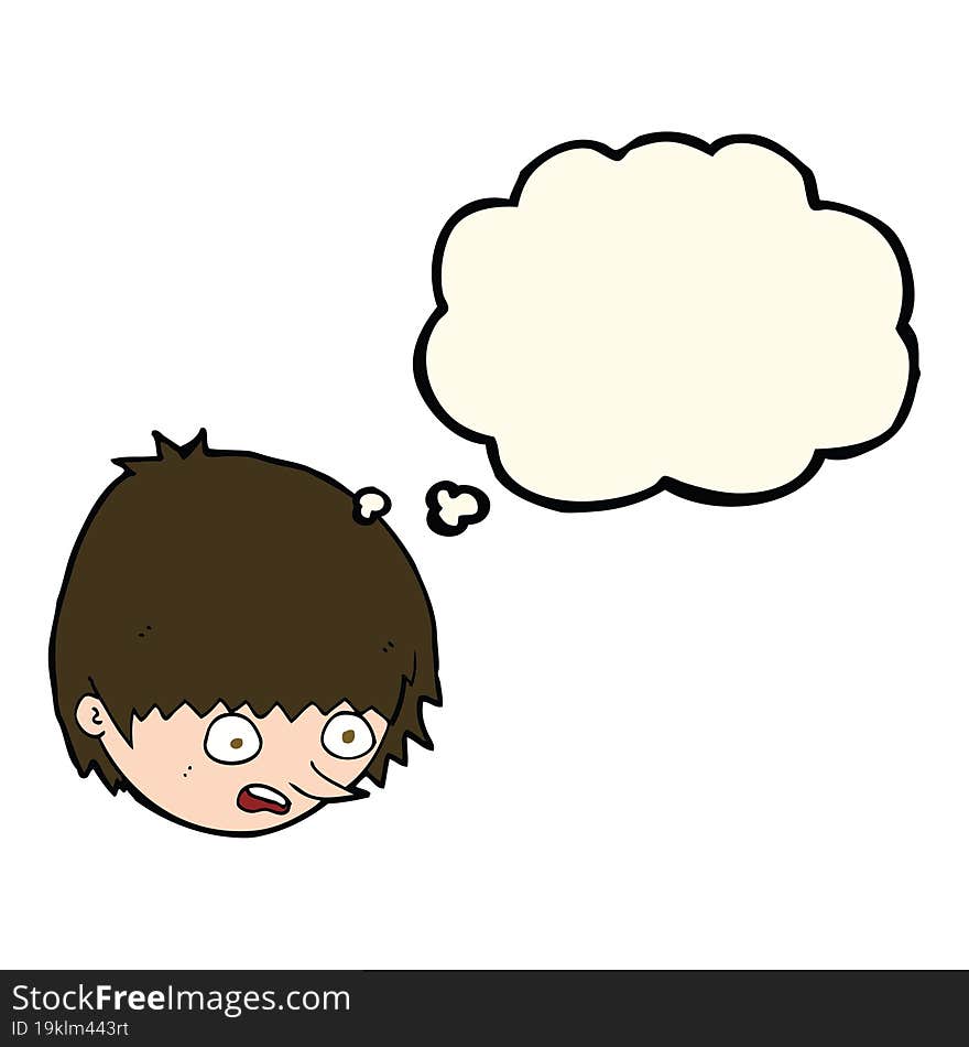 Cartoon Stressed Face With Thought Bubble