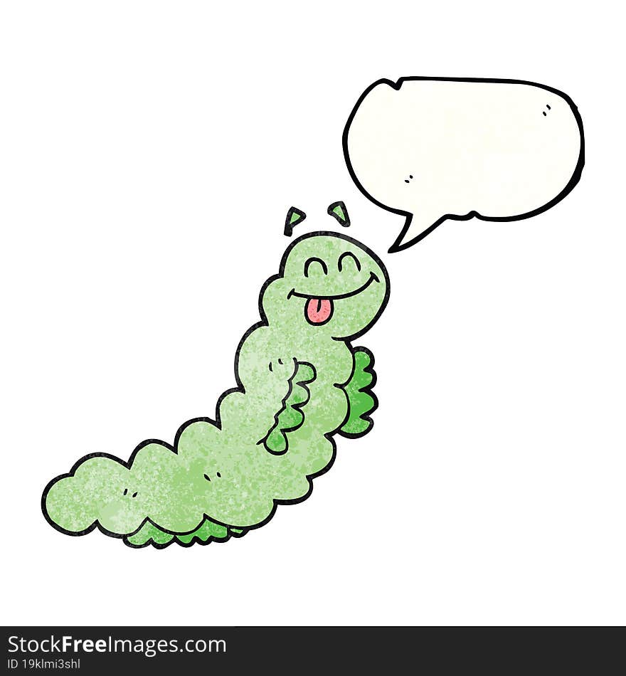 speech bubble textured cartoon caterpillar