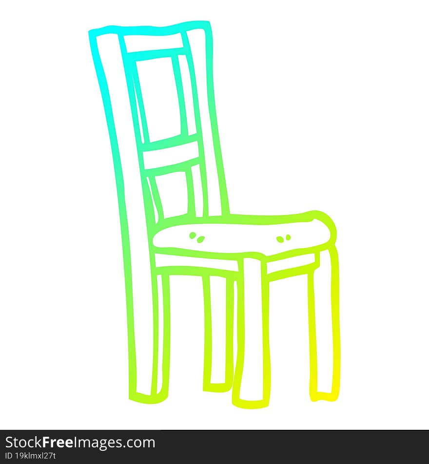 Cold Gradient Line Drawing Cartoon Wooden Chair