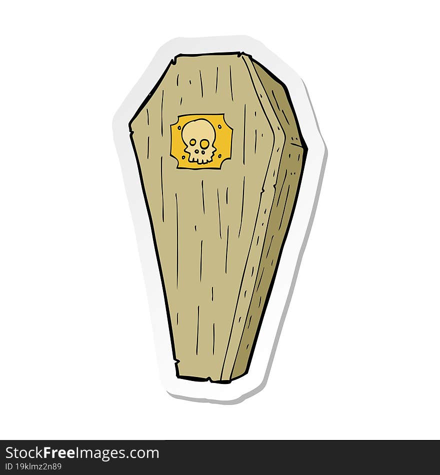 Sticker Of A Spooky Cartoon Coffin