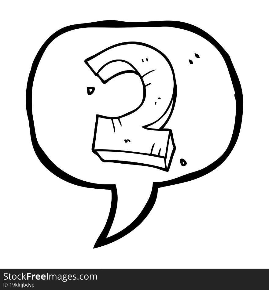 freehand drawn speech bubble cartoon stone number two