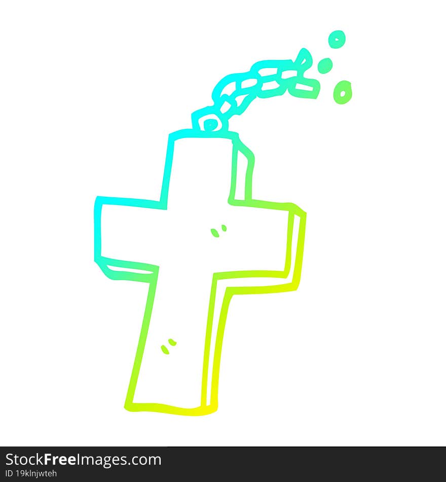 cold gradient line drawing cartoon crucifix on chain