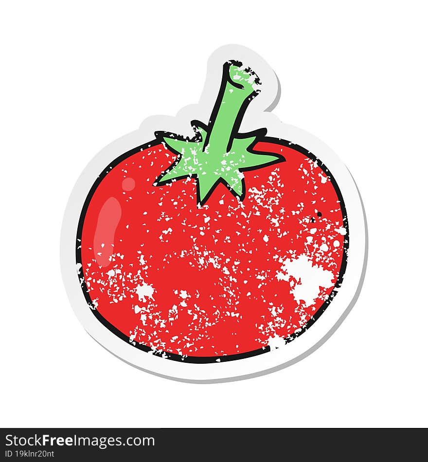 retro distressed sticker of a cartoon tomato