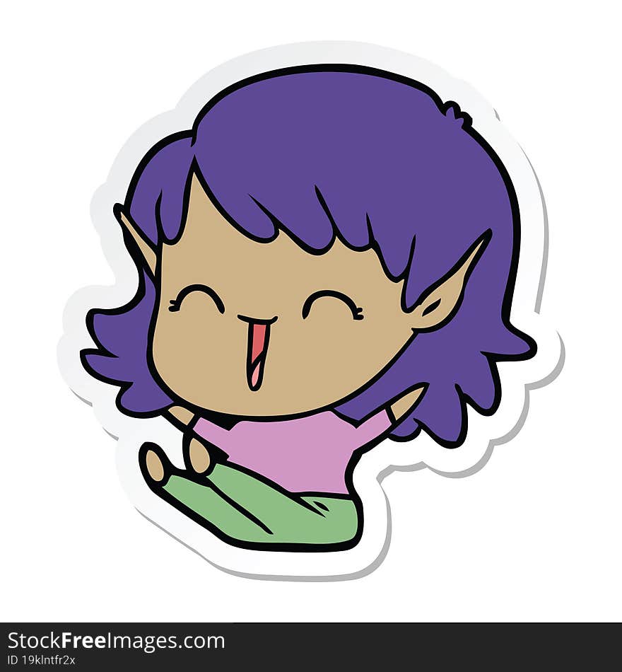 sticker of a cartoon elf girl