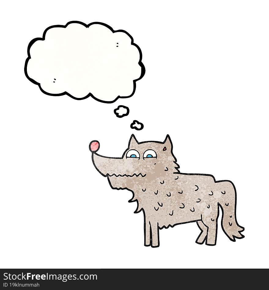 freehand drawn thought bubble textured cartoon dog