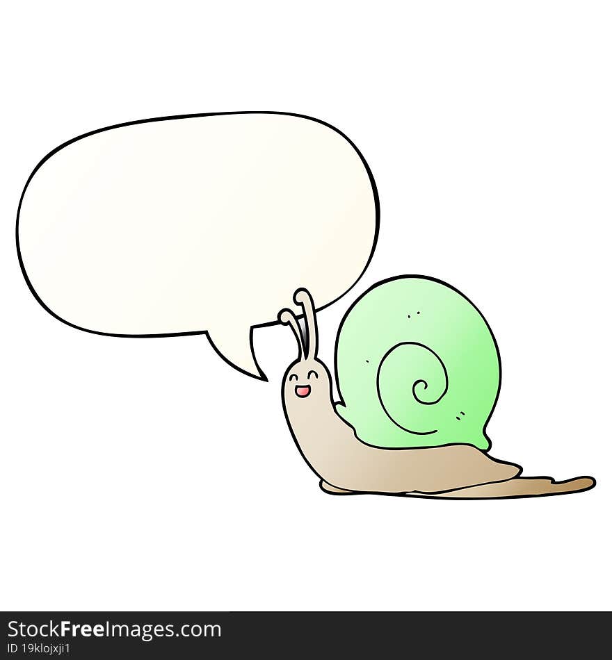 cartoon snail and speech bubble in smooth gradient style