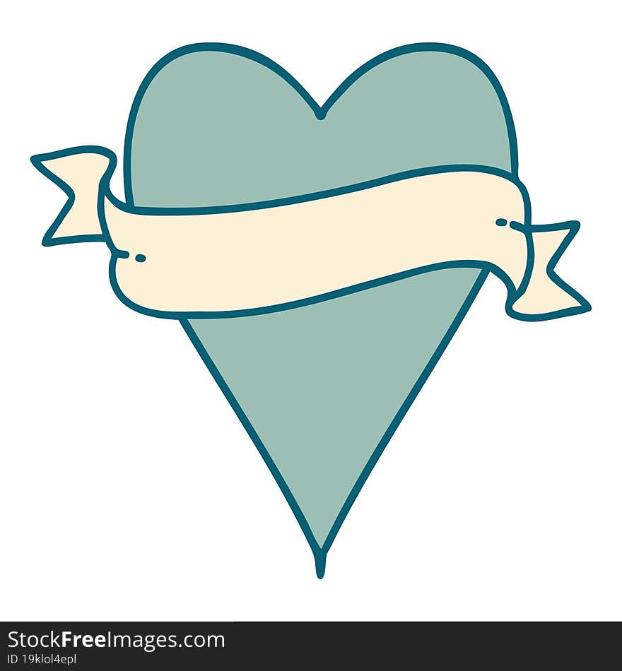 Tattoo Style Icon Of A Heart And Banner