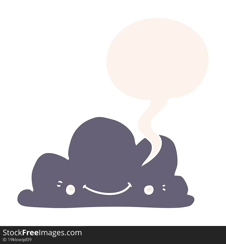 Cute Cartoon Cloud And Speech Bubble In Retro Style