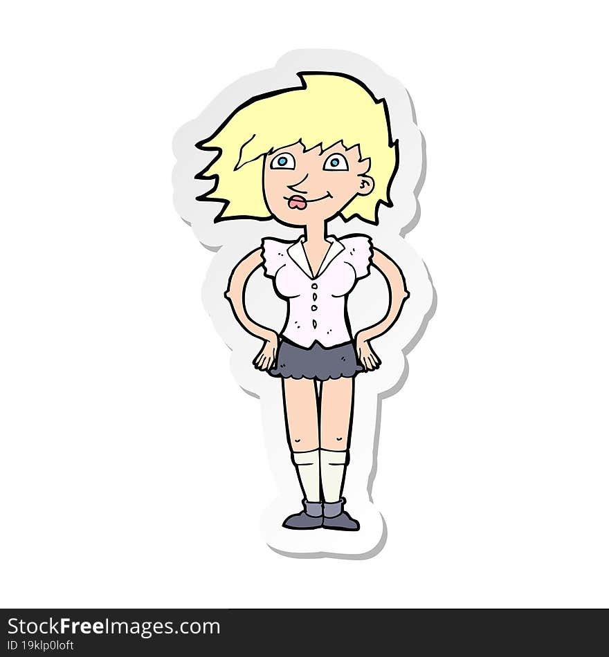 sticker of a cartoon woman with hands on hips