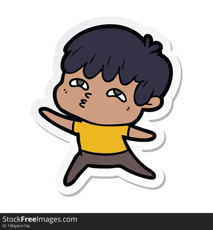 Sticker Of A Cartoon Curious Man