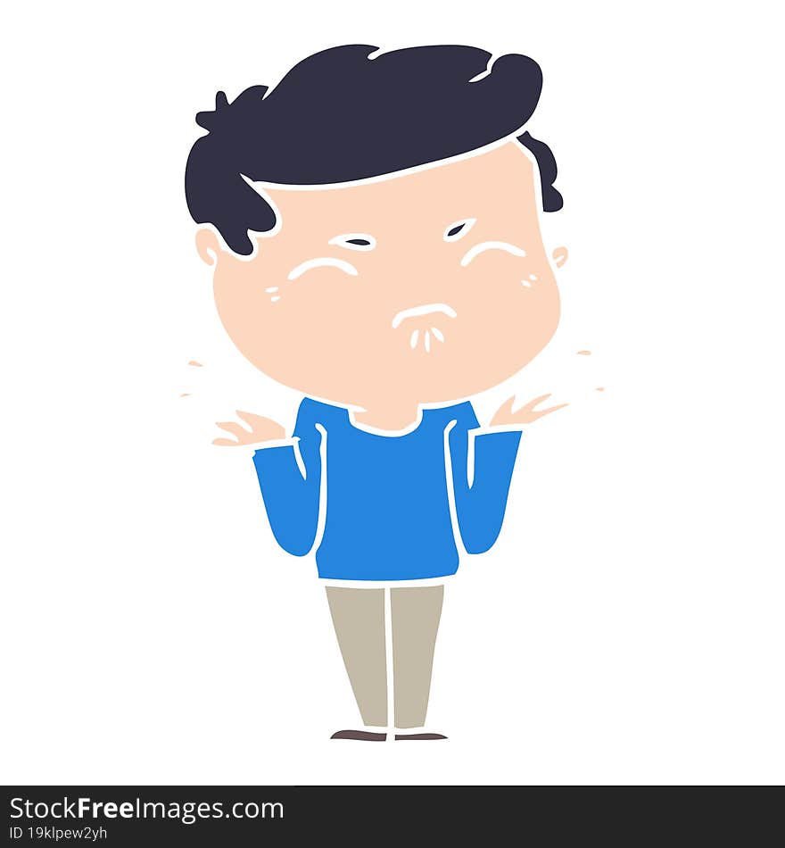 Flat Color Style Cartoon Annoyed Man