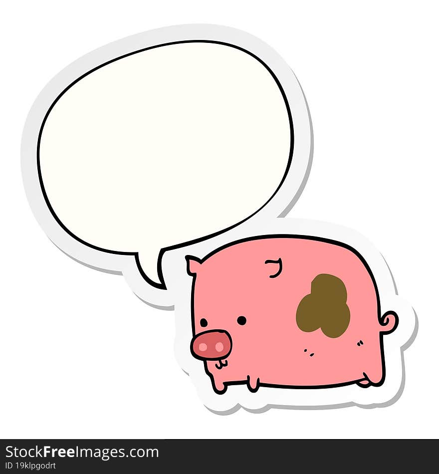 Cartoon Pig And Speech Bubble Sticker