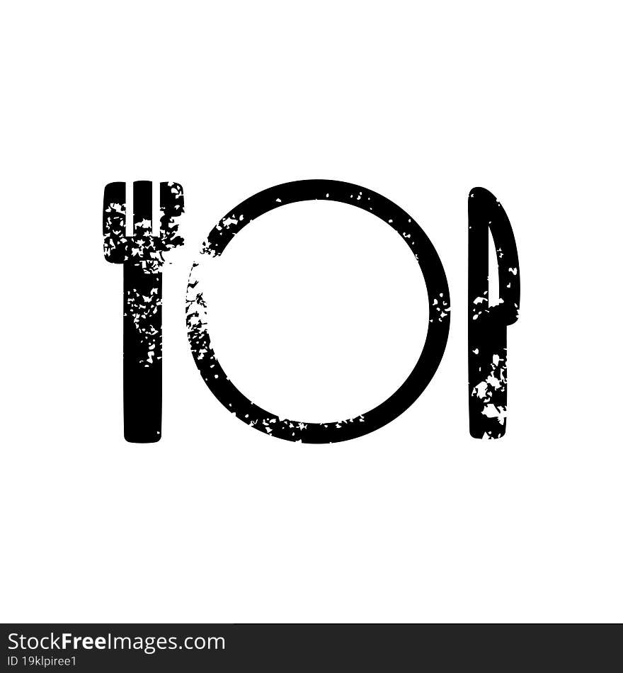 knife fork and plate distressed icon