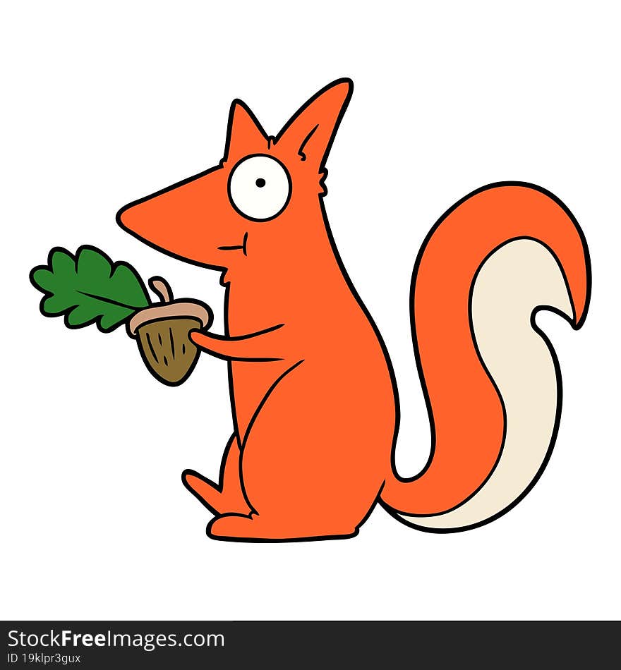 cartoon squirrel with acorn. cartoon squirrel with acorn