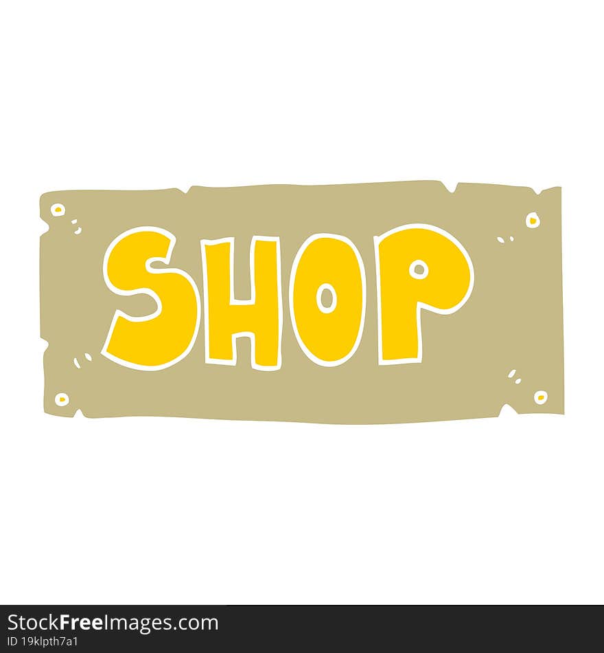 flat color illustration of shop sign. flat color illustration of shop sign