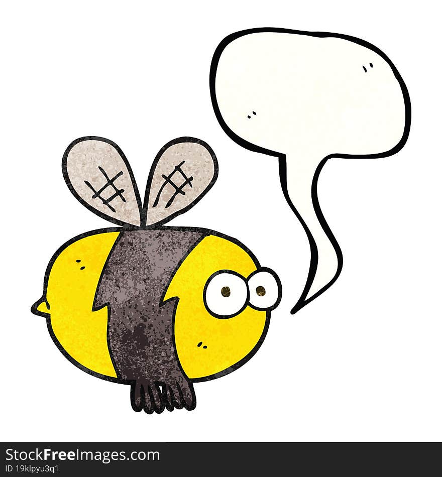 freehand speech bubble textured cartoon bee