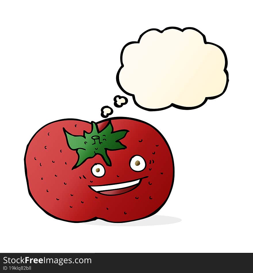 cartoon tomato with thought bubble