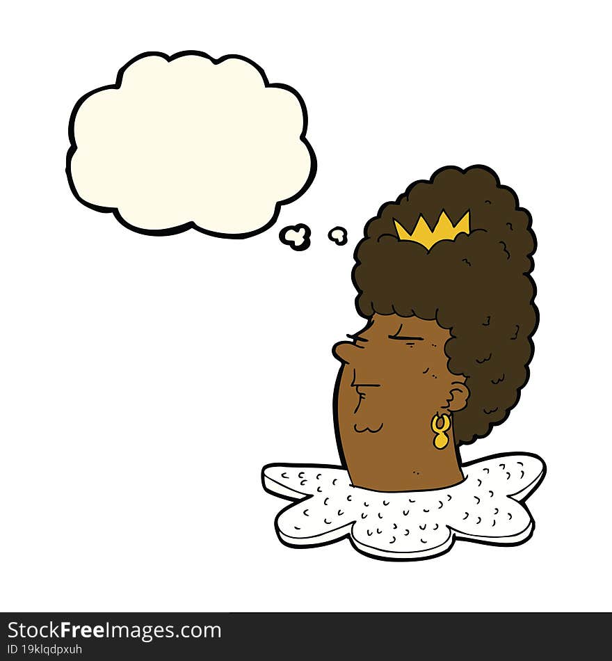 cartoon queen s head with thought bubble