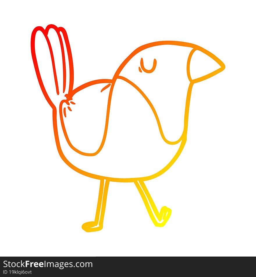 warm gradient line drawing of a cartoon bird