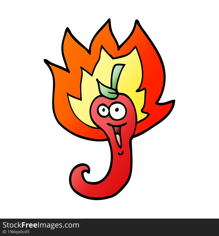 Vector Gradient Illustration Cartoon Red Hot Chili