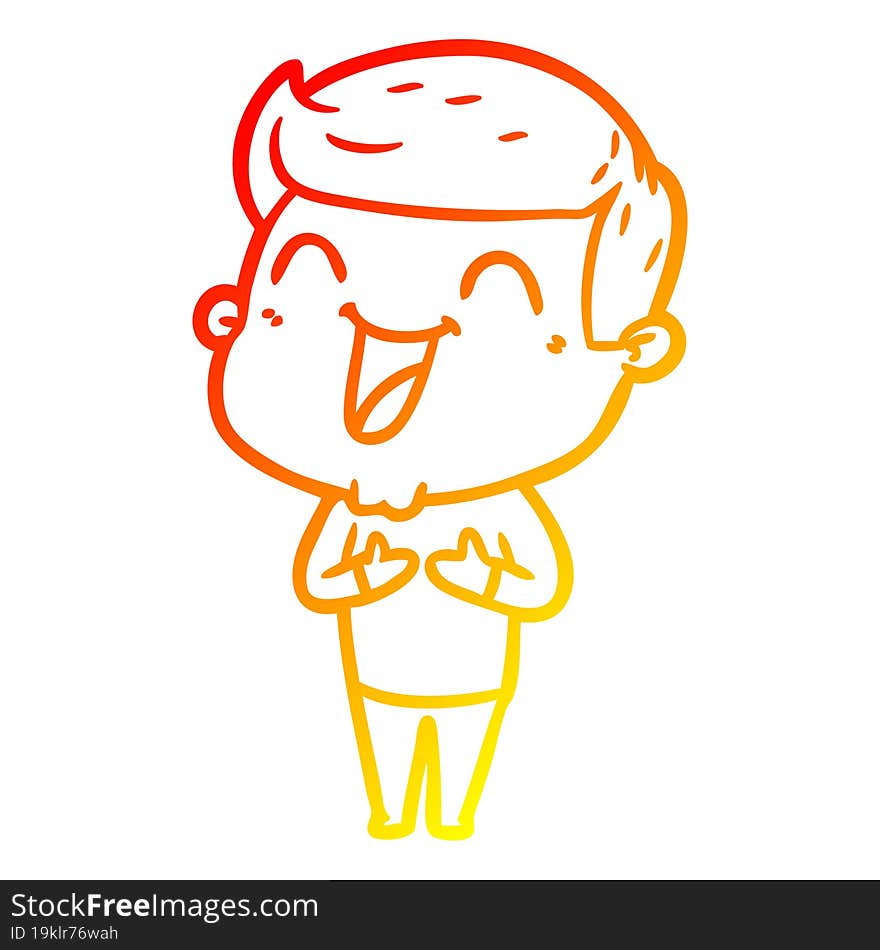 warm gradient line drawing of a cartoon man laughing