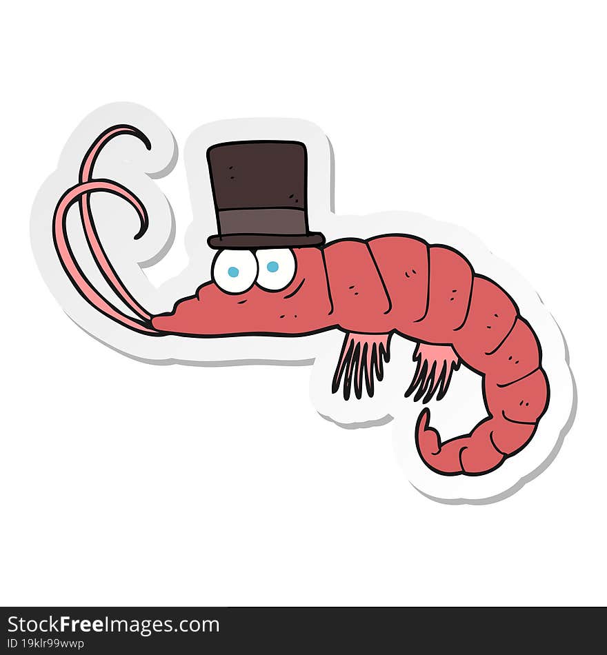 sticker of a cartoon shrimp