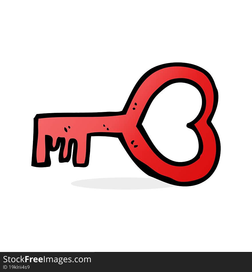 cartoon heart shaped key