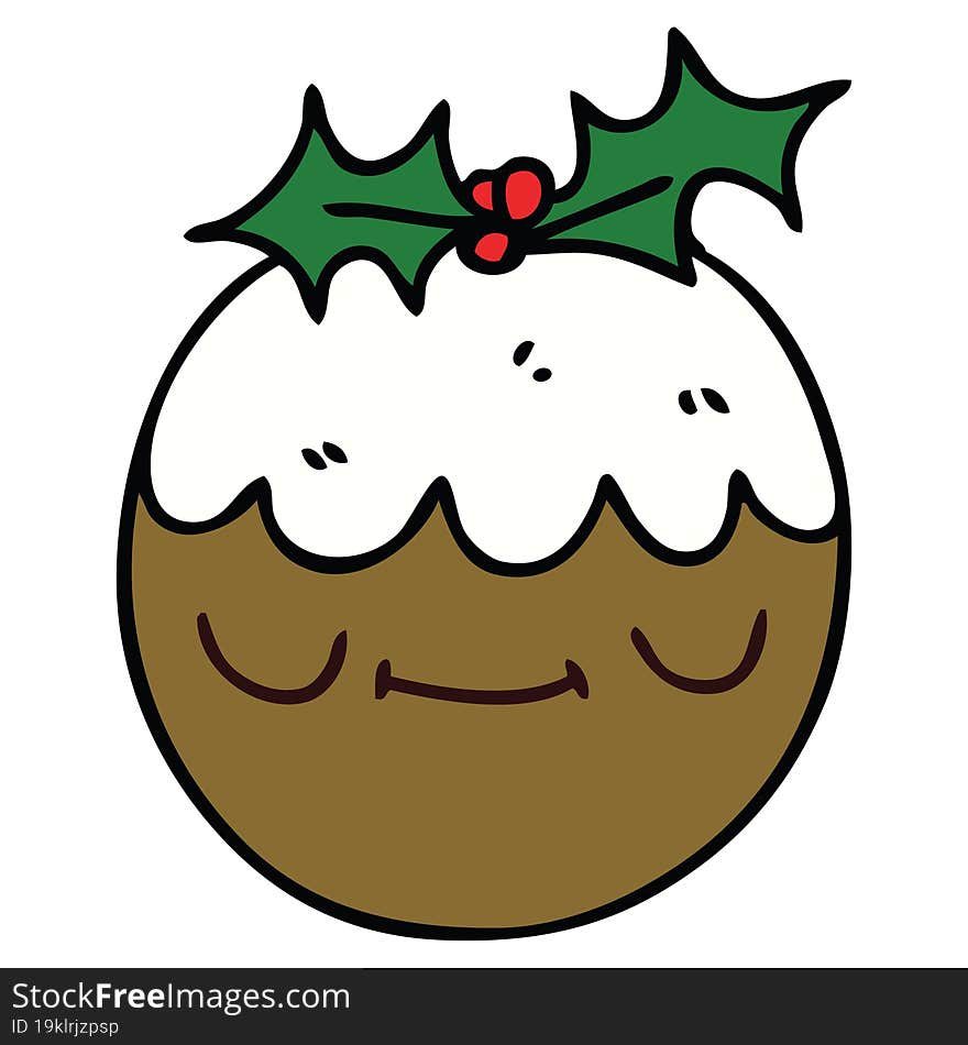 quirky hand drawn cartoon christmas pudding