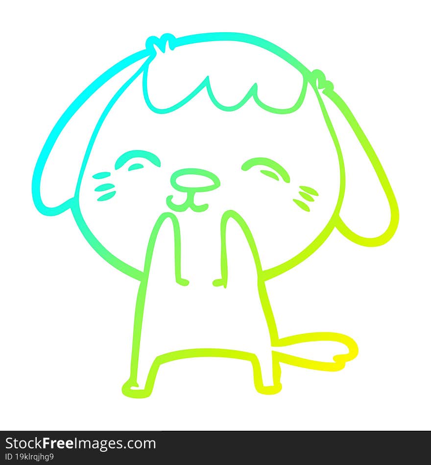 Cold Gradient Line Drawing Happy Cartoon Dog