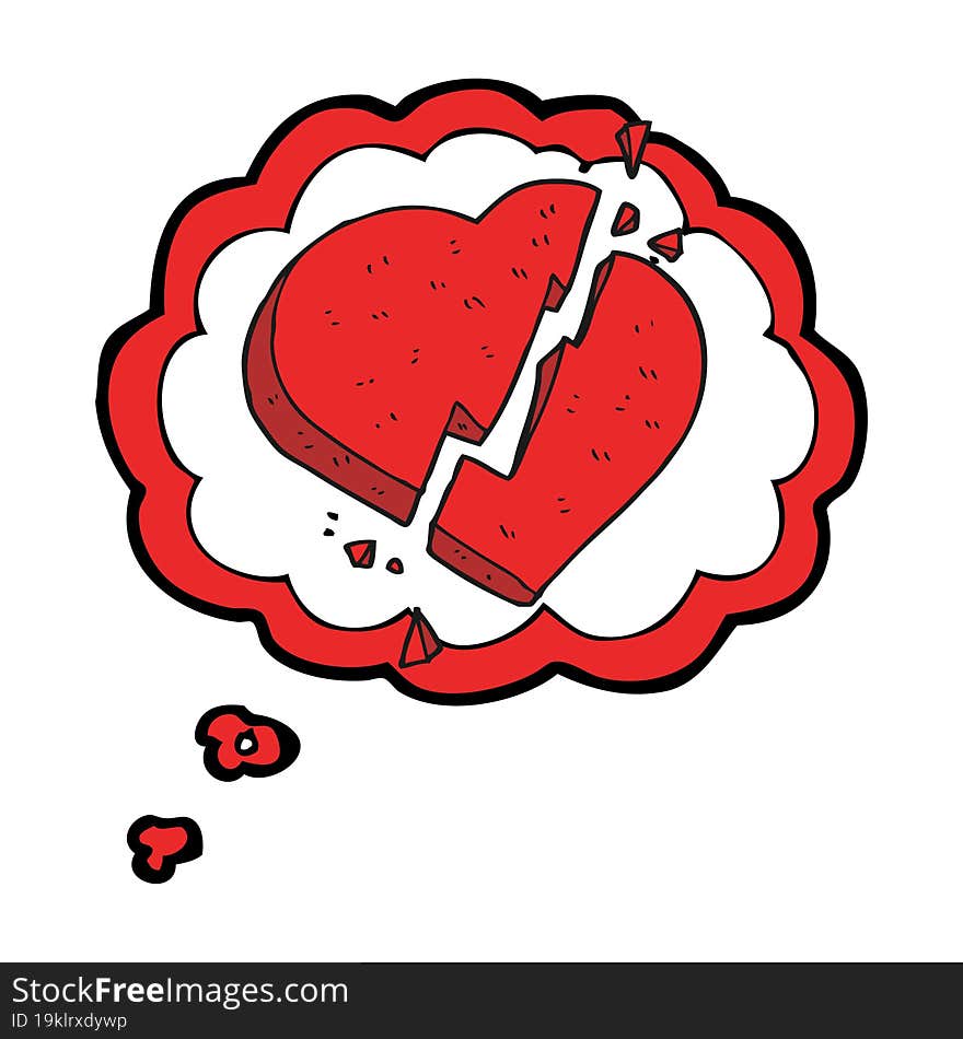 freehand drawn thought bubble cartoon broken heart symbol