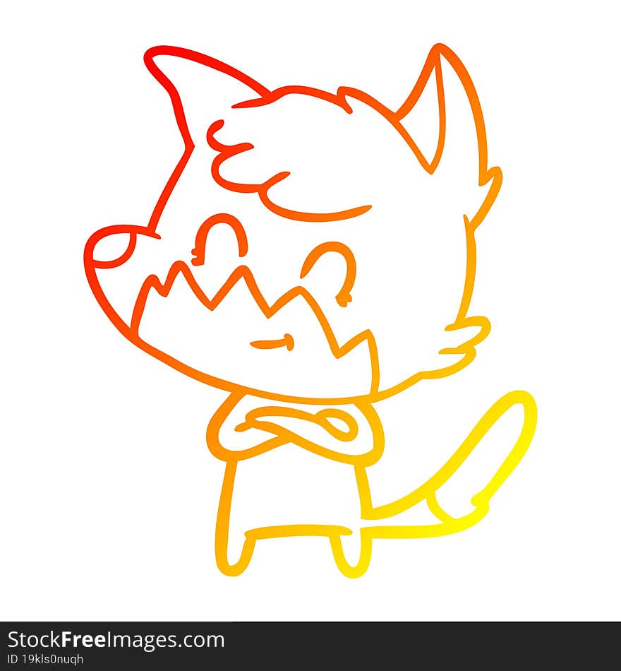 warm gradient line drawing cartoon friendly fox