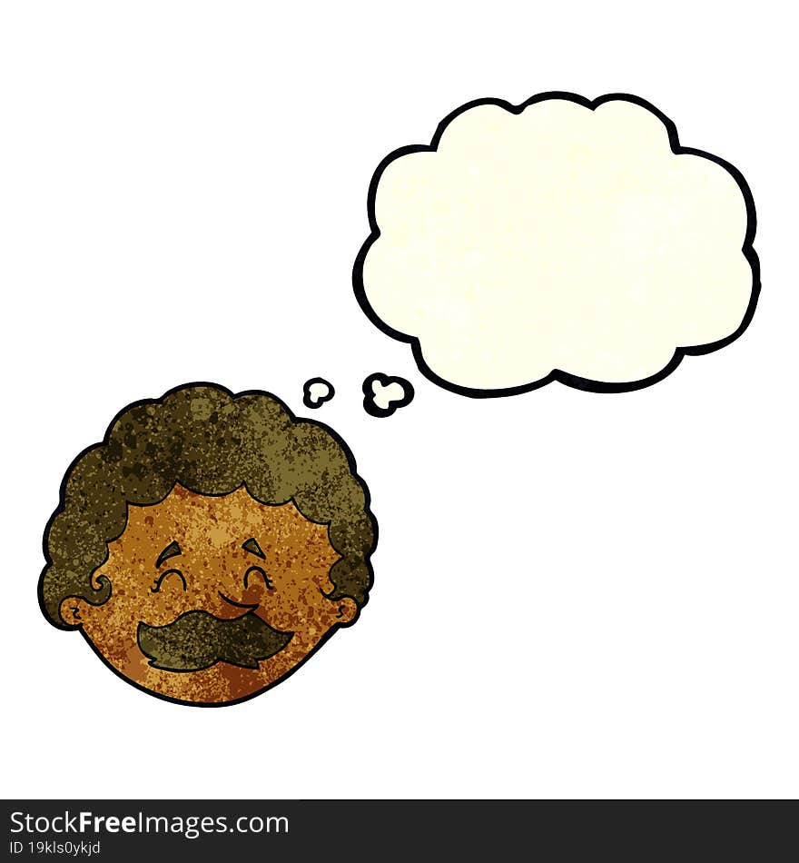 Cartoon Man With Mustache With Thought Bubble