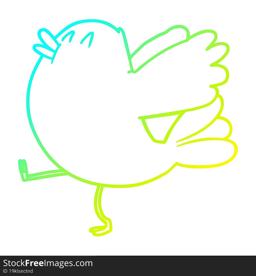 cold gradient line drawing cartoon flapping bird