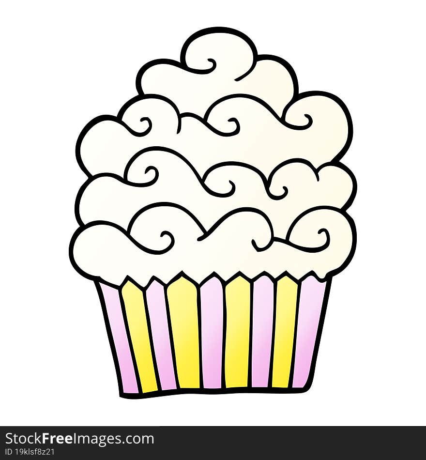 vector gradient illustration cartoon vanilla cupcake