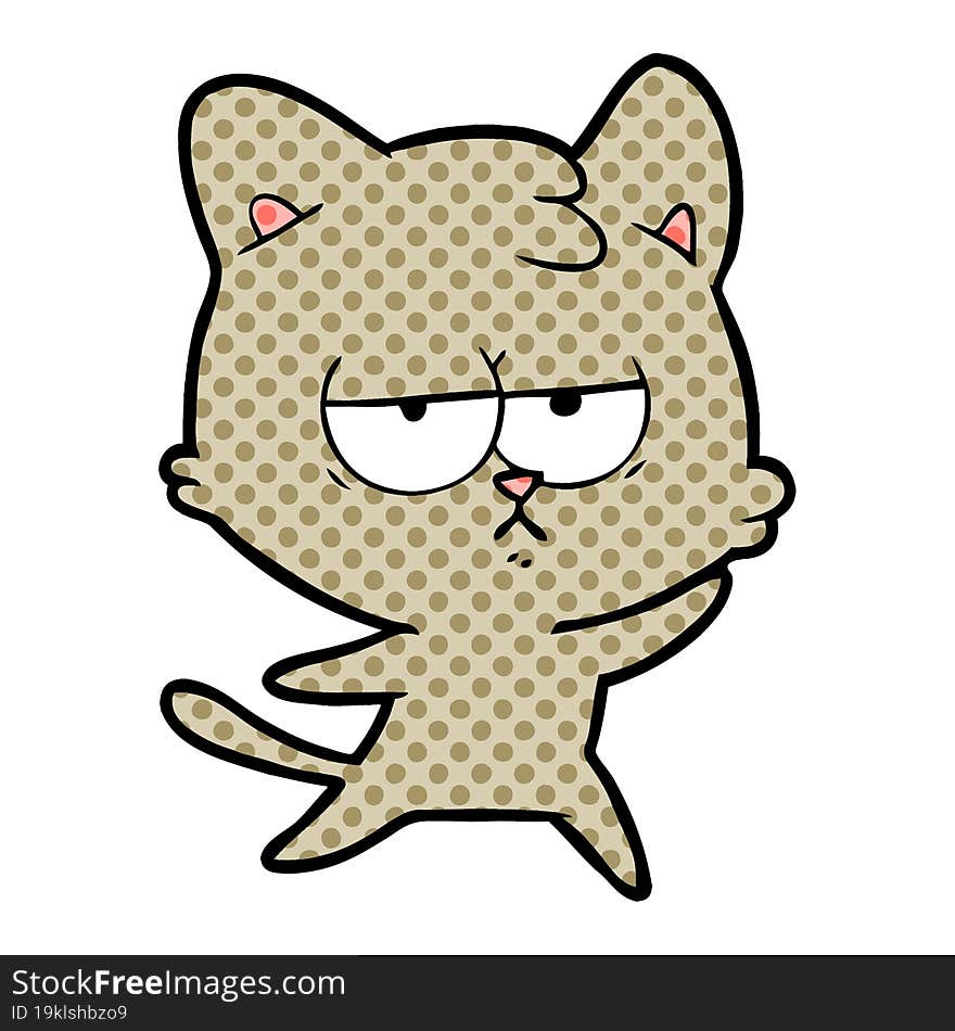 bored cartoon cat. bored cartoon cat