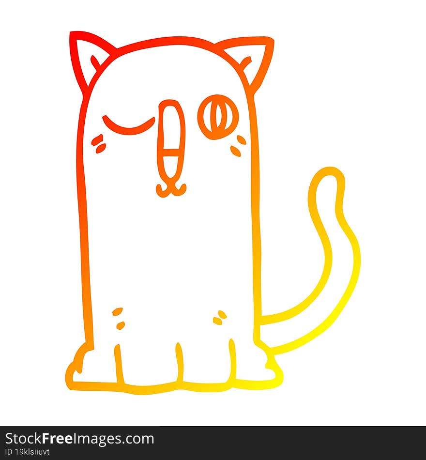 warm gradient line drawing cartoon funny cat