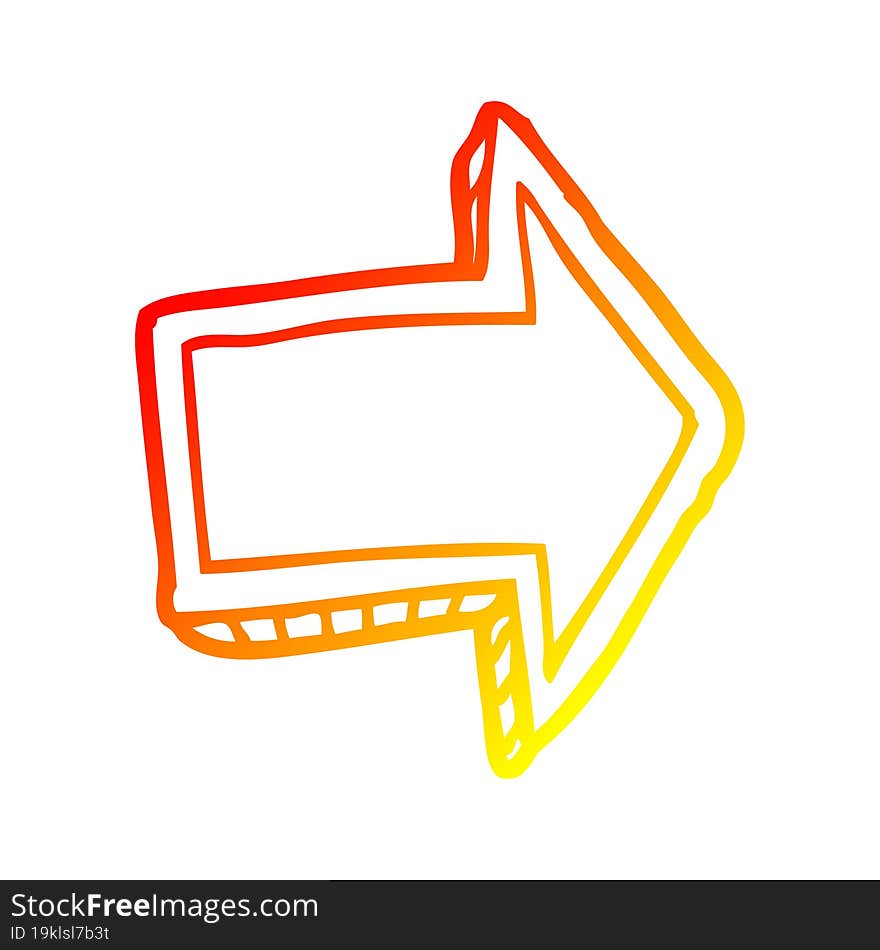 warm gradient line drawing cartoon pointing arrow