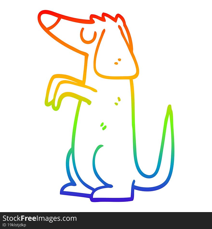 rainbow gradient line drawing cartoon well behaved dog