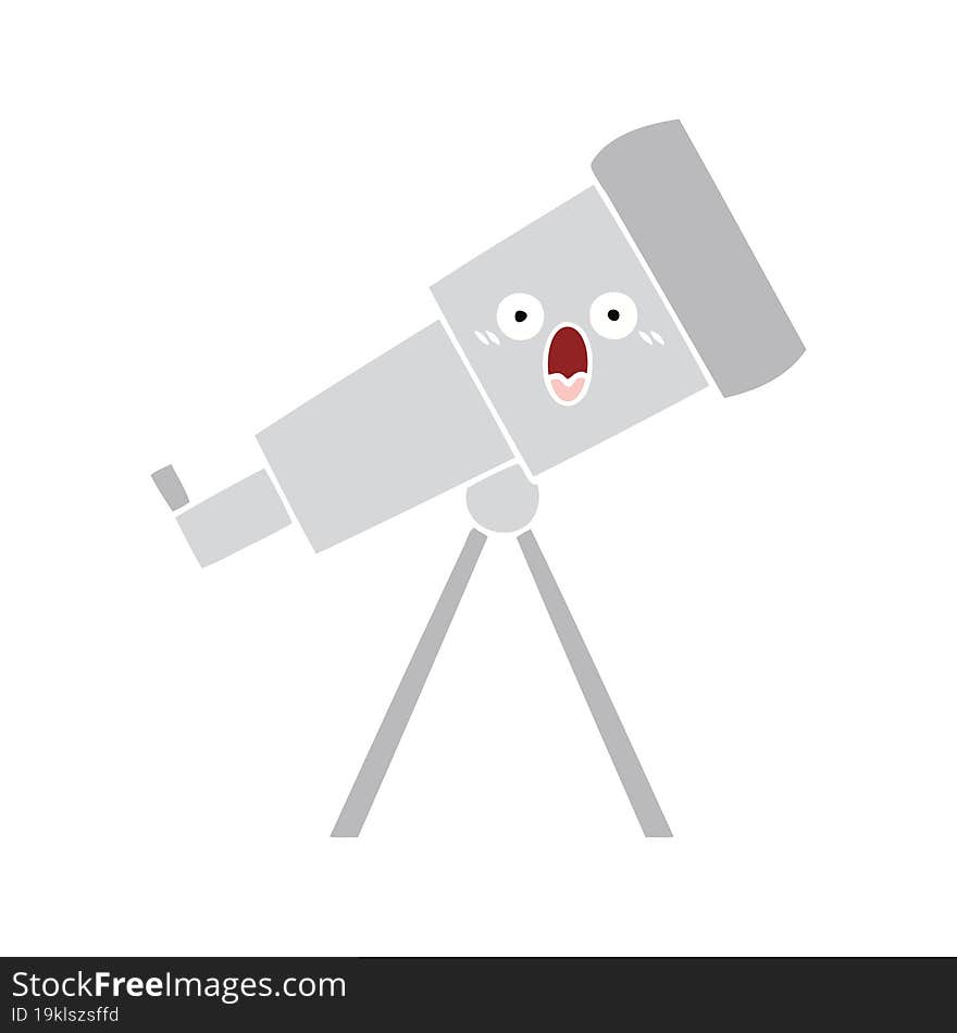 flat color retro cartoon telescope