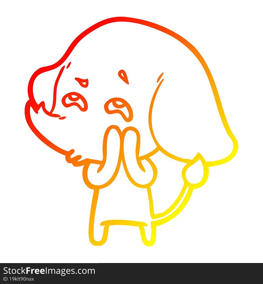 Warm Gradient Line Drawing Cartoon Elephant Remembering