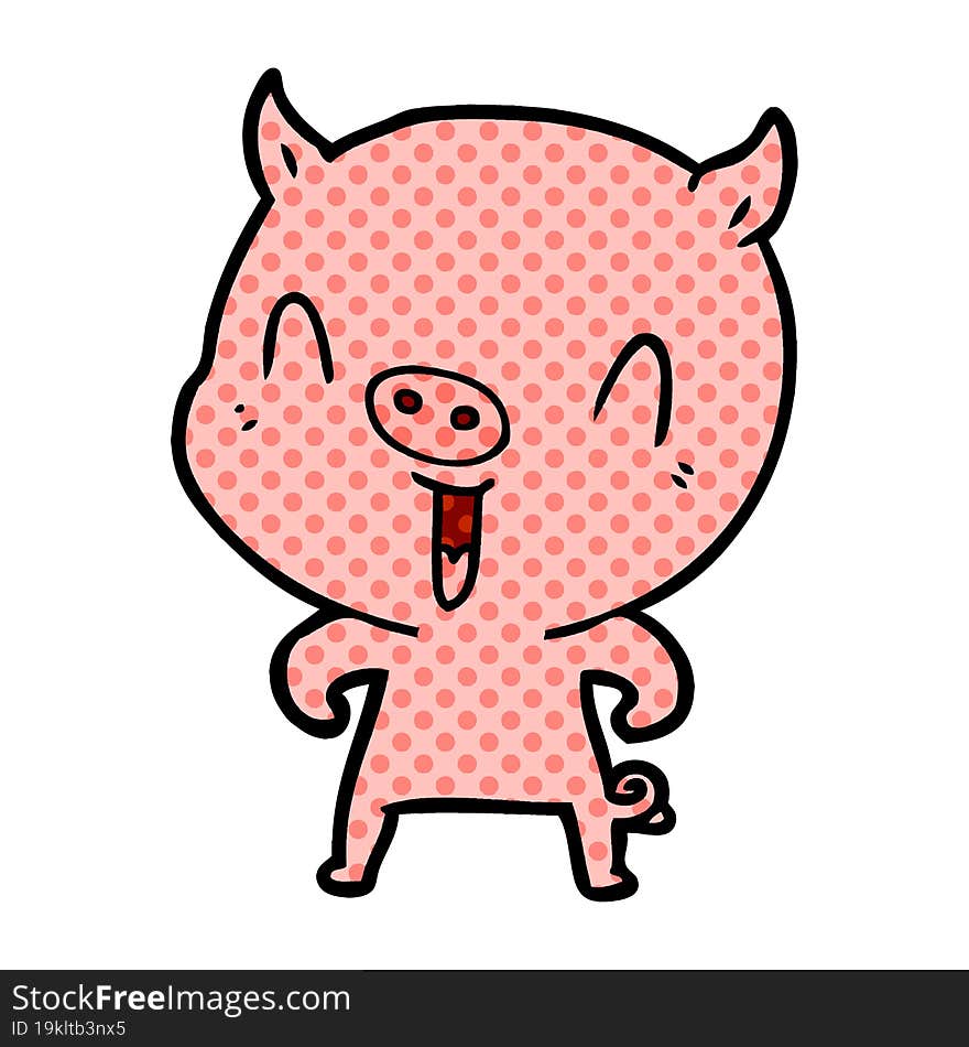 happy cartoon pig. happy cartoon pig