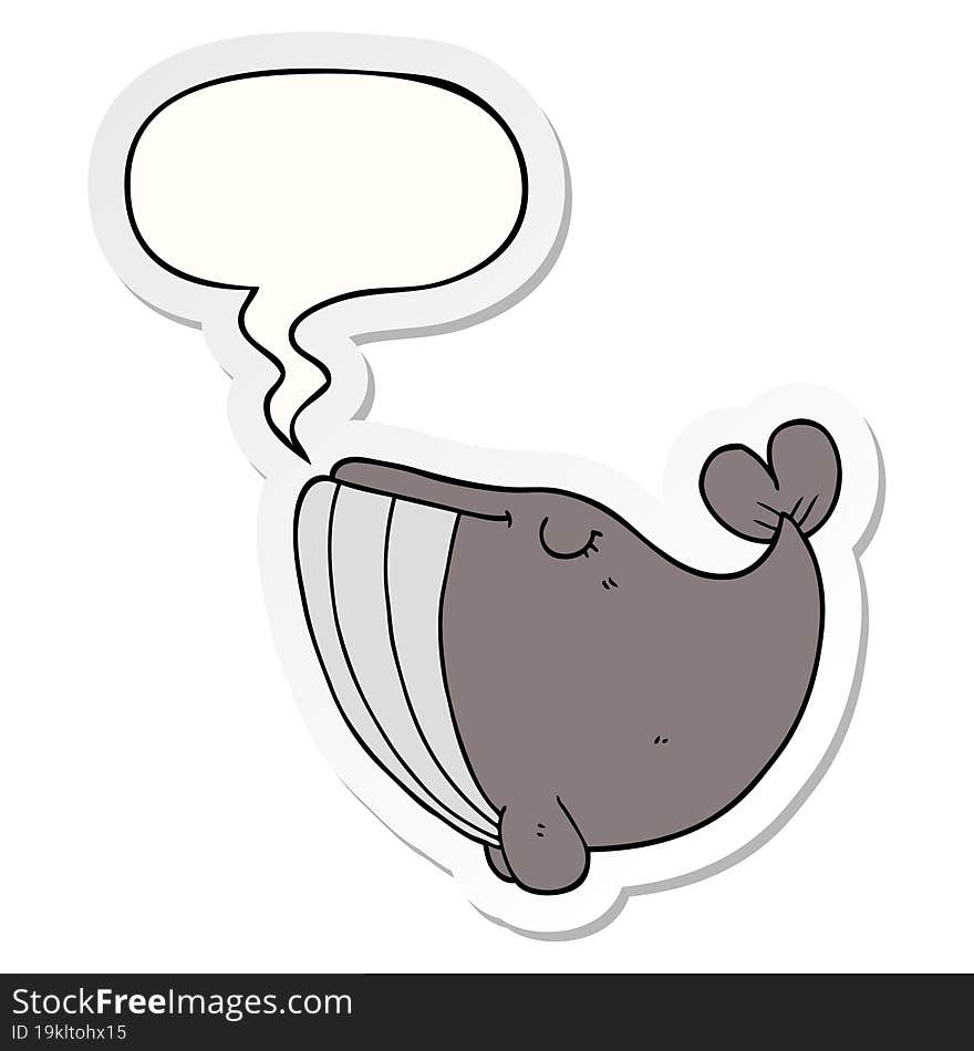 Cartoon Whale And Speech Bubble Sticker