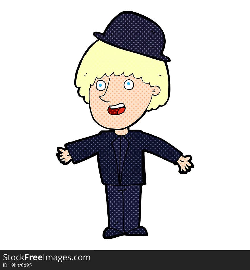 Cartoon Man In Bowler Hat