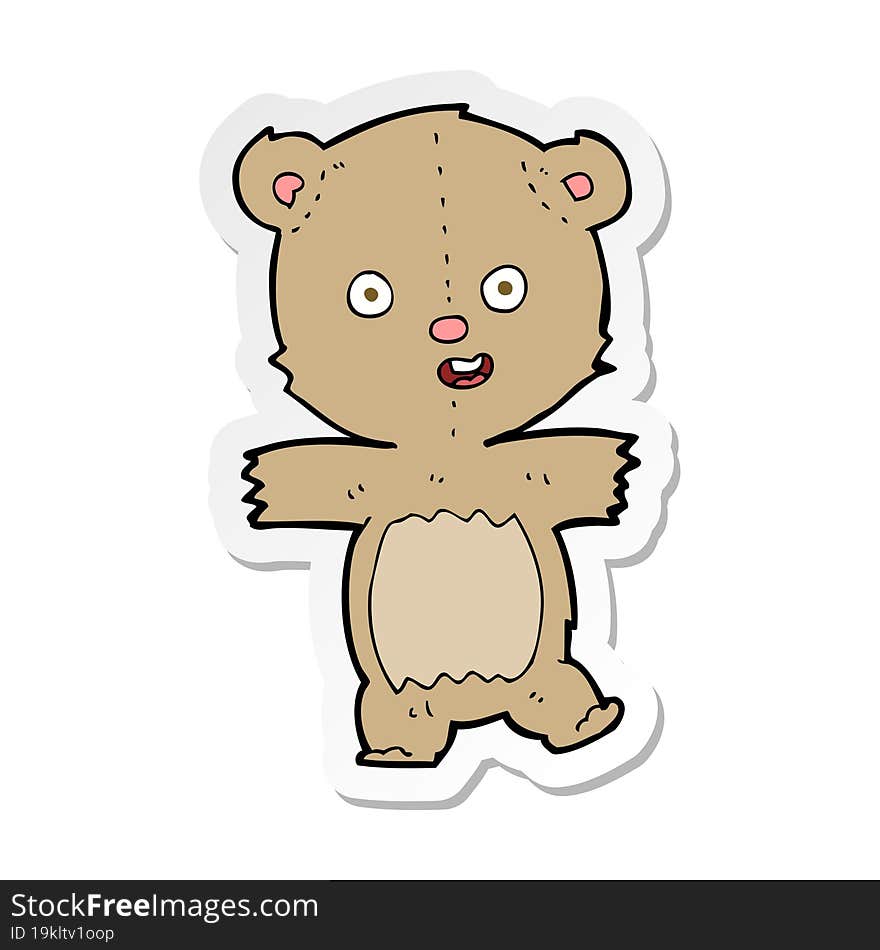 sticker of a cartoon dancing teddy bear